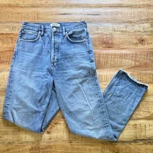 Agolde women’s distressed blue high rise straight leg jeans 26 4